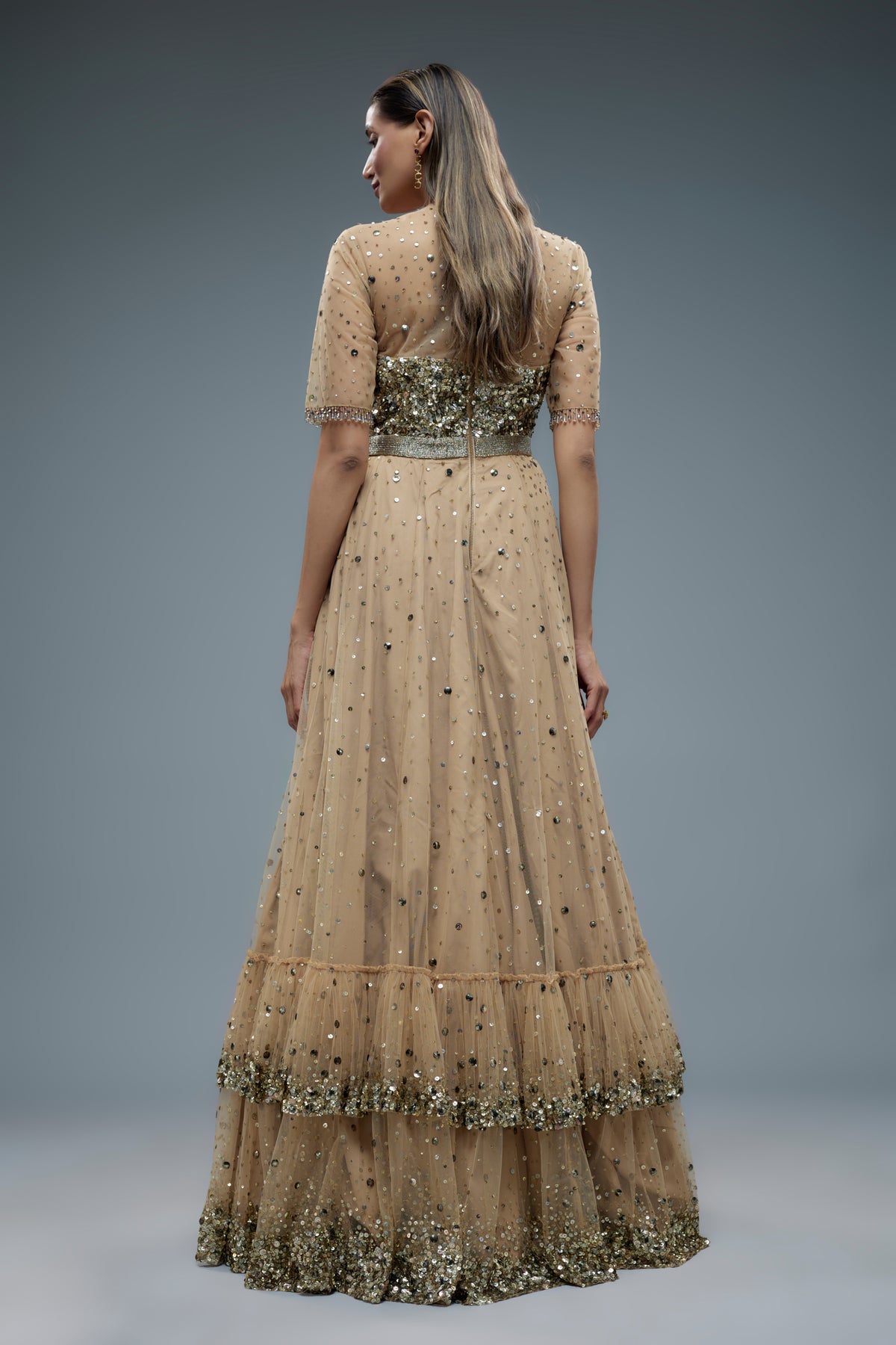 Multi Colour Flared Sequins Gown