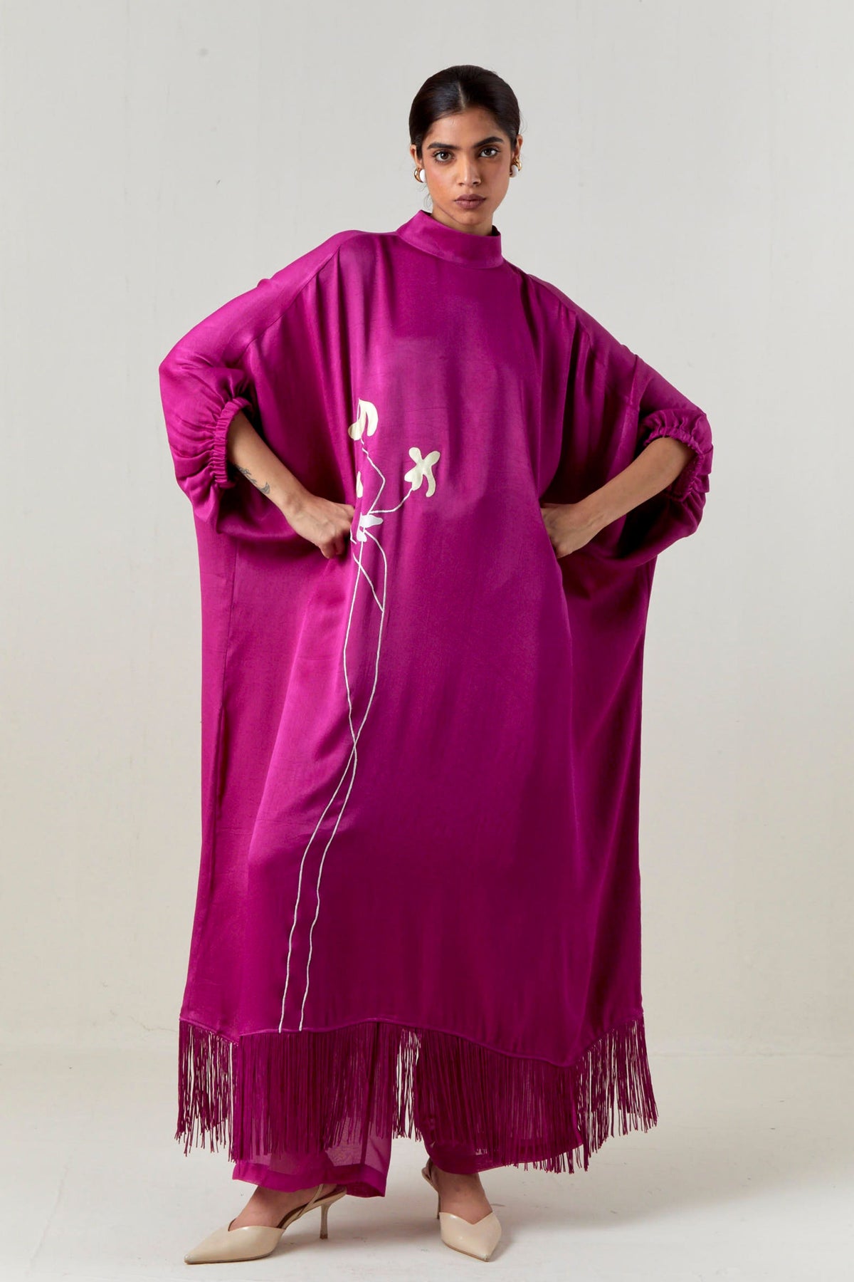 Floral Fringe Kaftan Set