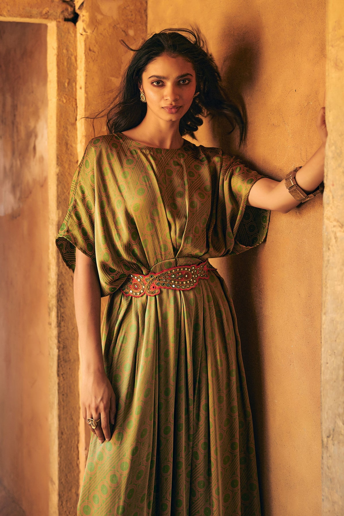 Haldi Nashpal Green Belt Dress
