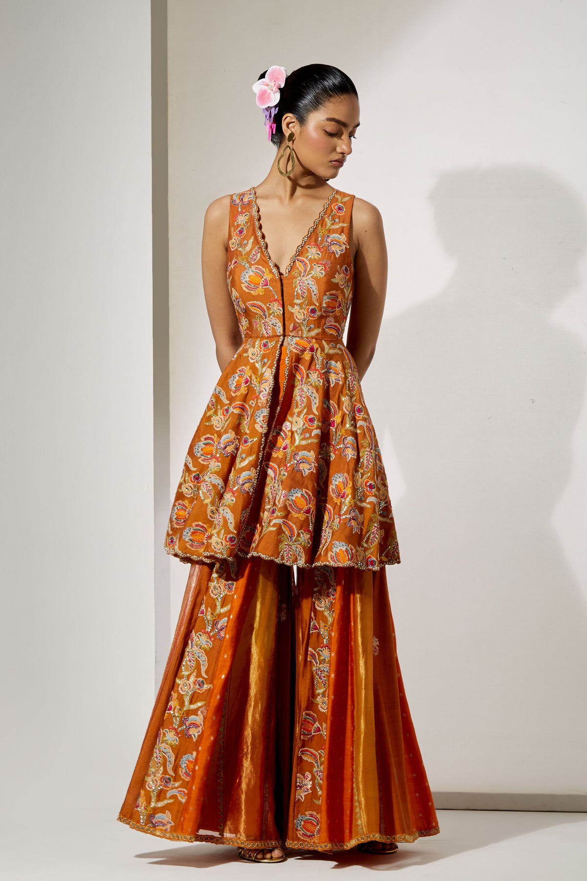 Rust Bloom Sharara Set