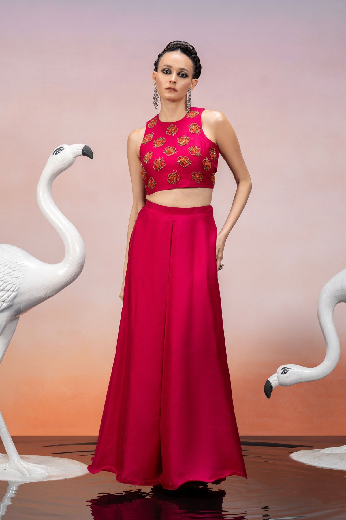 Hot Pink Floral Motifs Co-ord Set