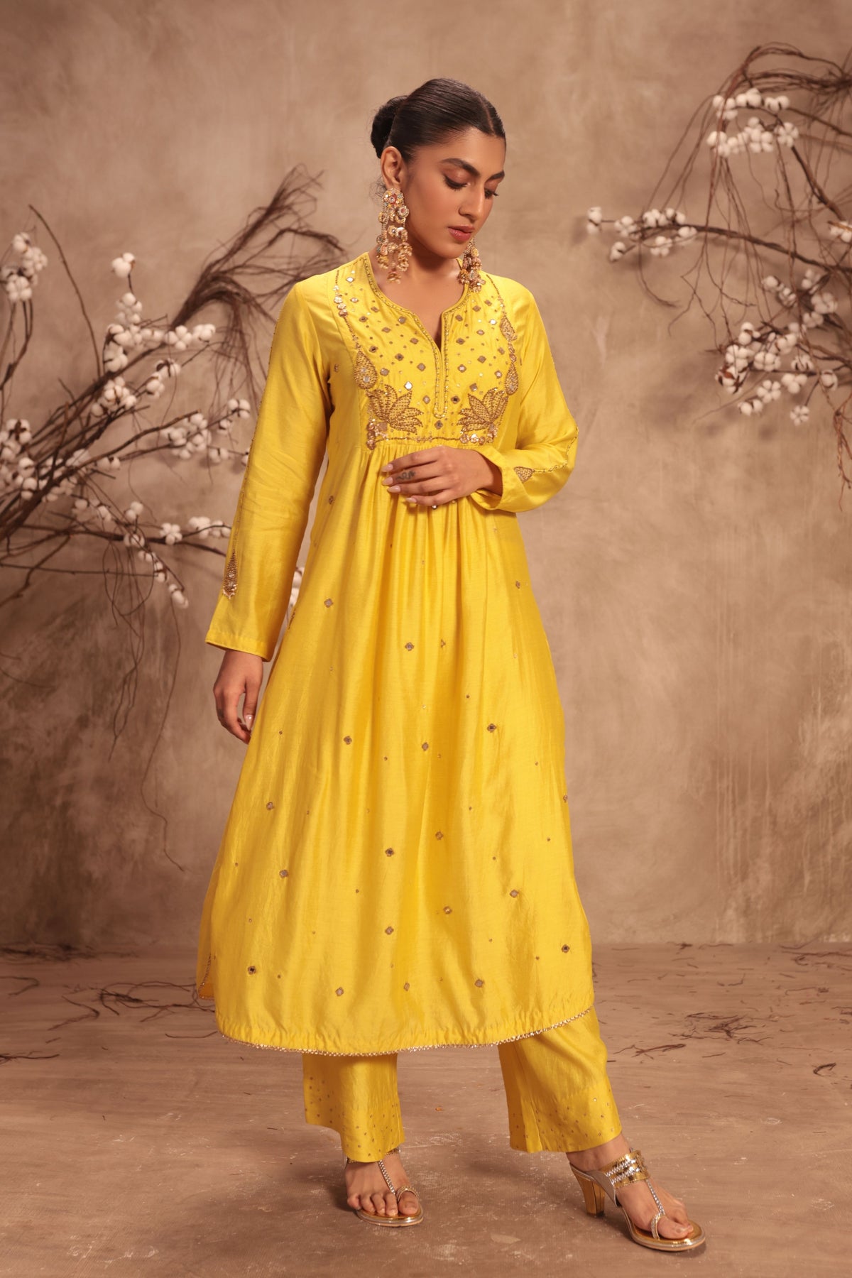 Yellow Frockstyle Kurta Set