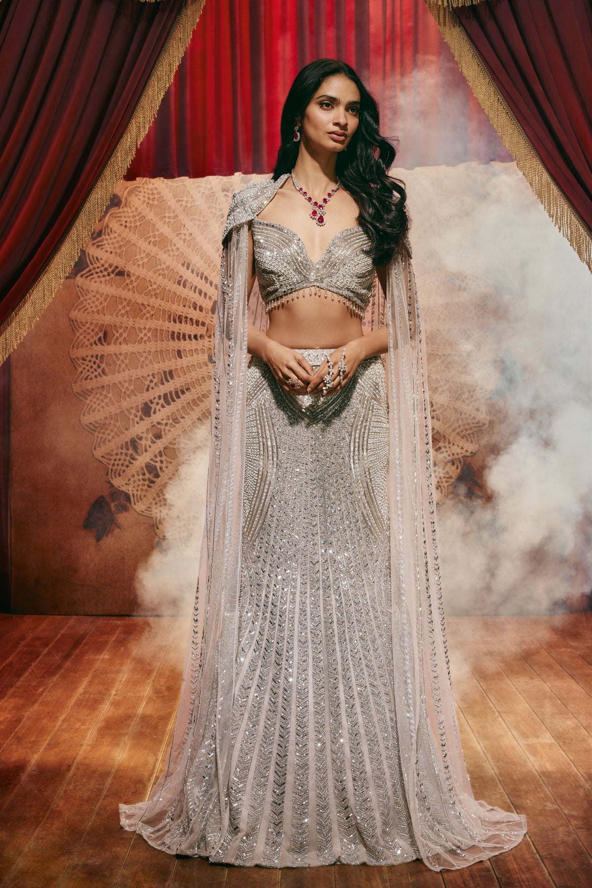 Rebecca Silver Lehenga Set