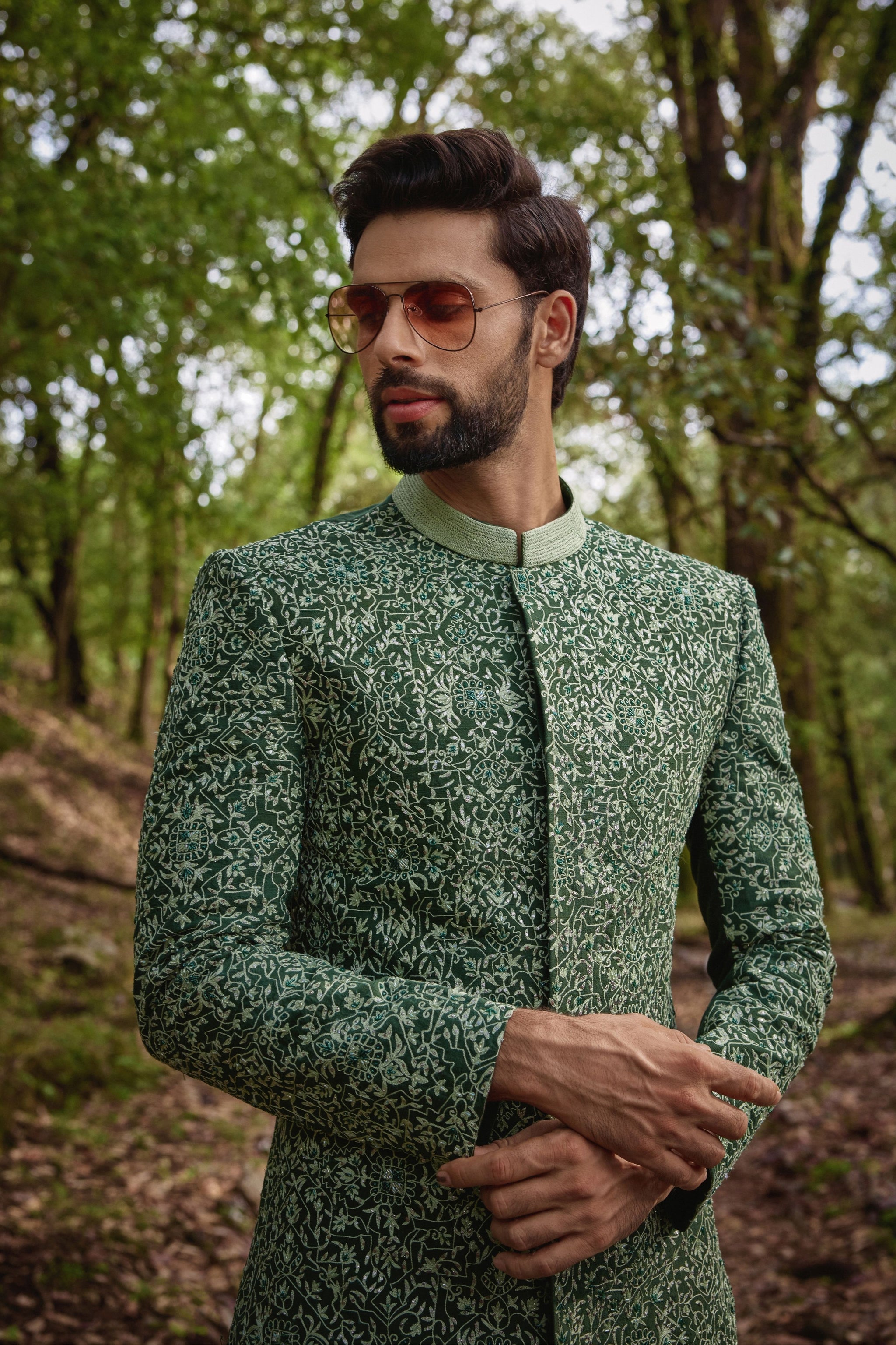 Olive sherwani deals