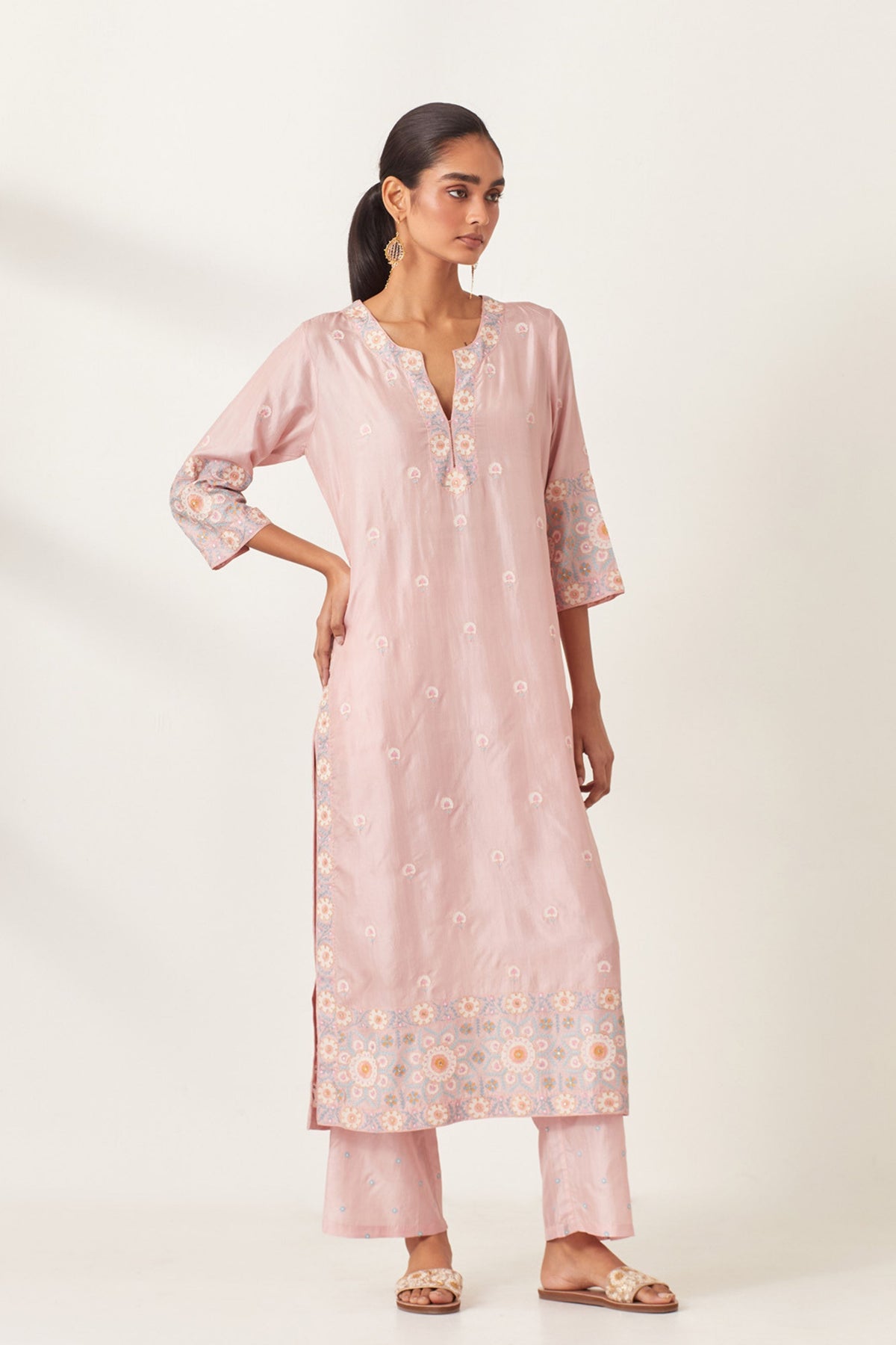 Pink Silk Kurta Set