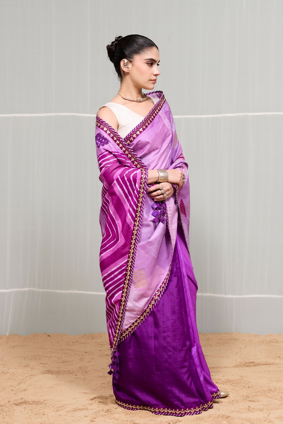 Puple Boond Saree