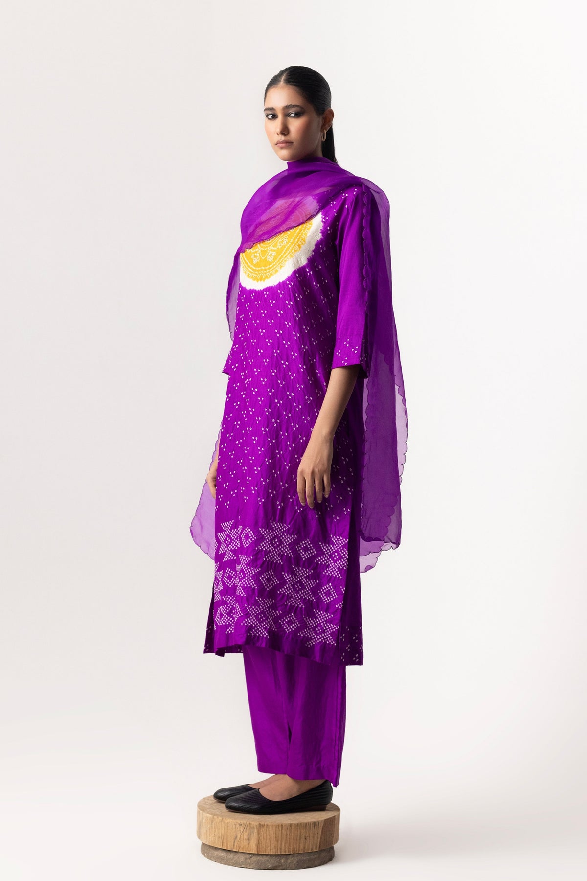 Purple Circle Kurta Set