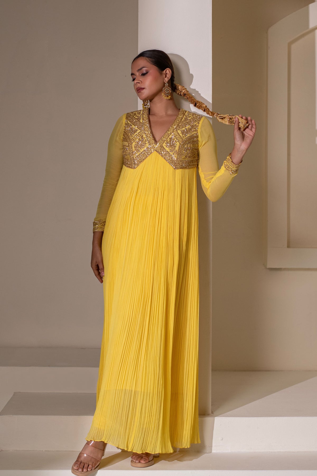 Yellow Embellished Anarkali