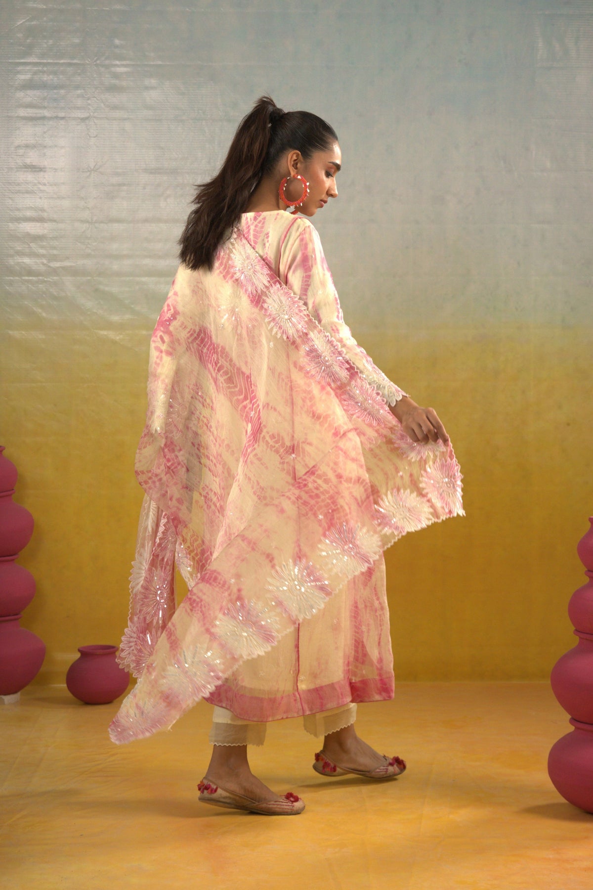 Tie & Dye Organza Anarkali Set
