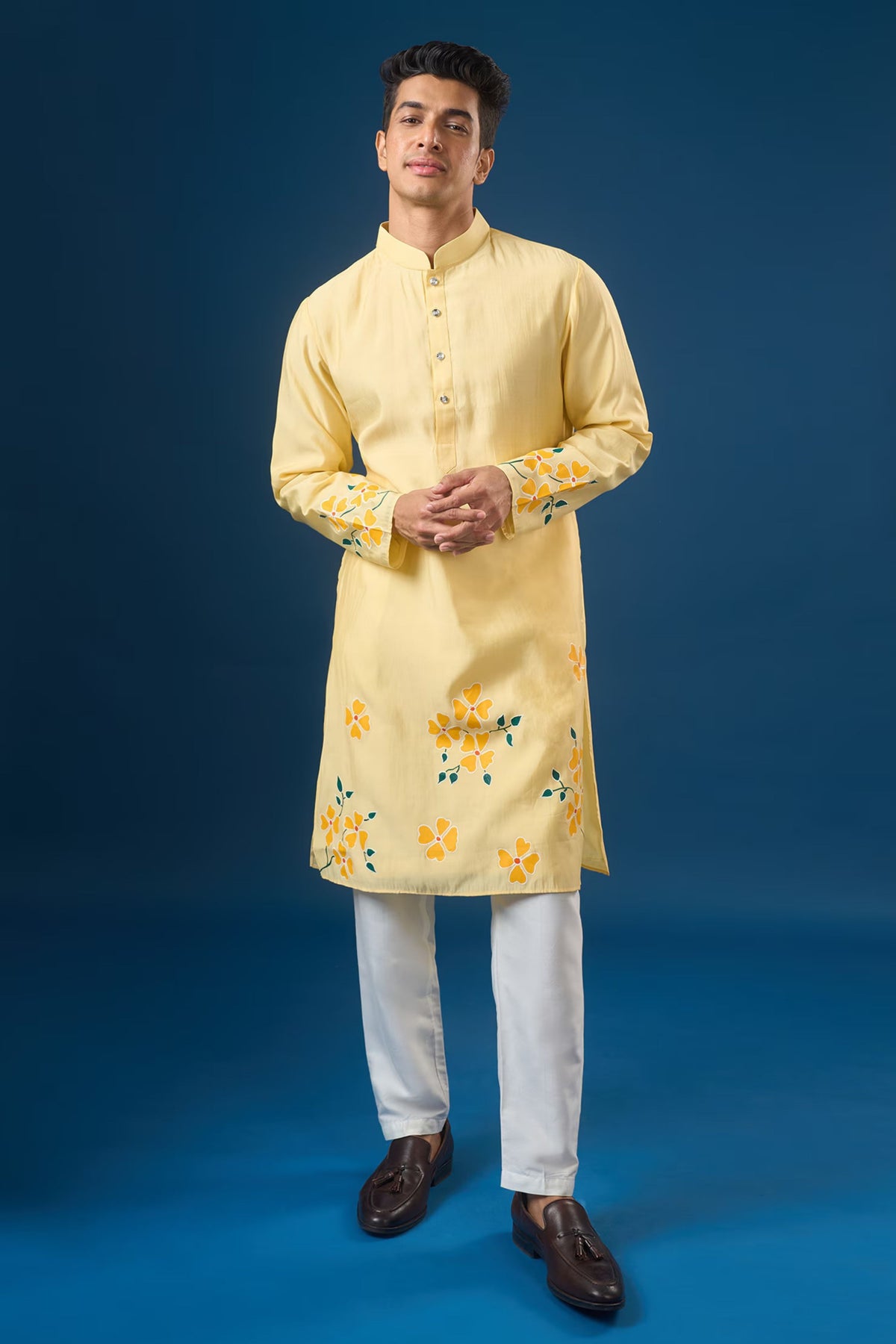 Yellow Floral Printed Kurta Set