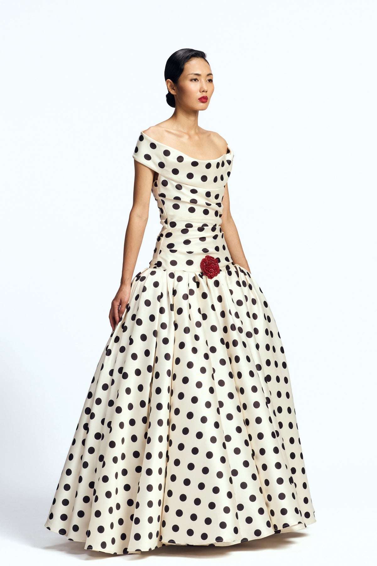 Off Shoulder Drop-Waisted Gown