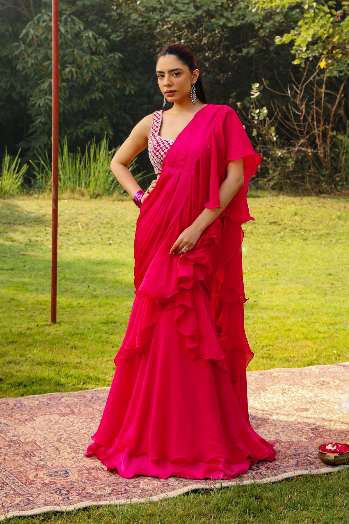 Rani Pink Drape Saree