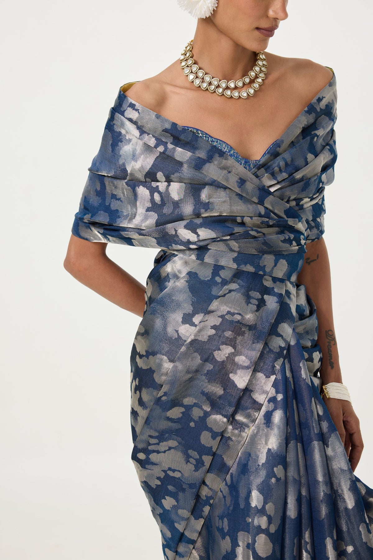 Navy Blue Tissue Saree