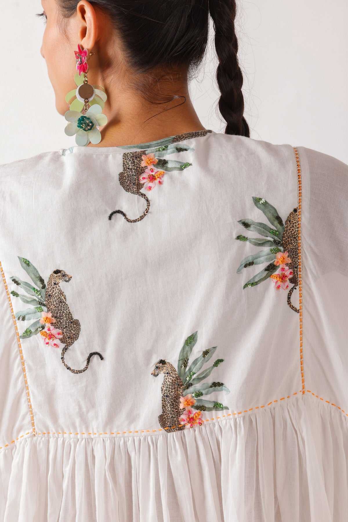 Hand Embroidered Leopard Print Top