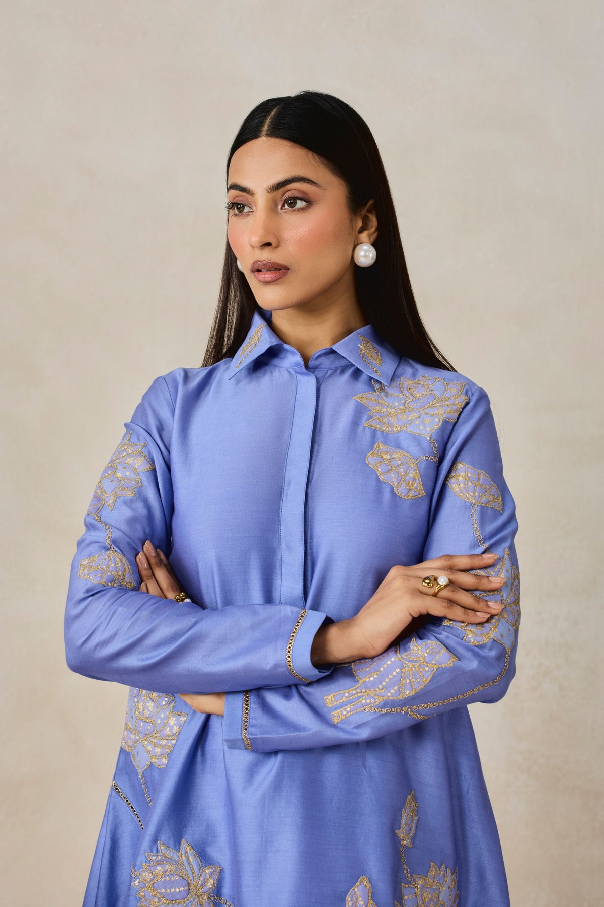 Blue Kurta With Pants Set