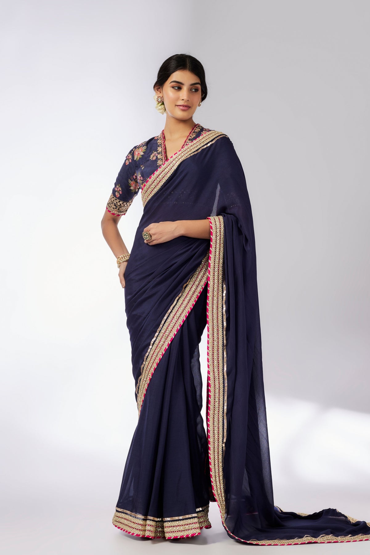 Navy Anisha Saree Set