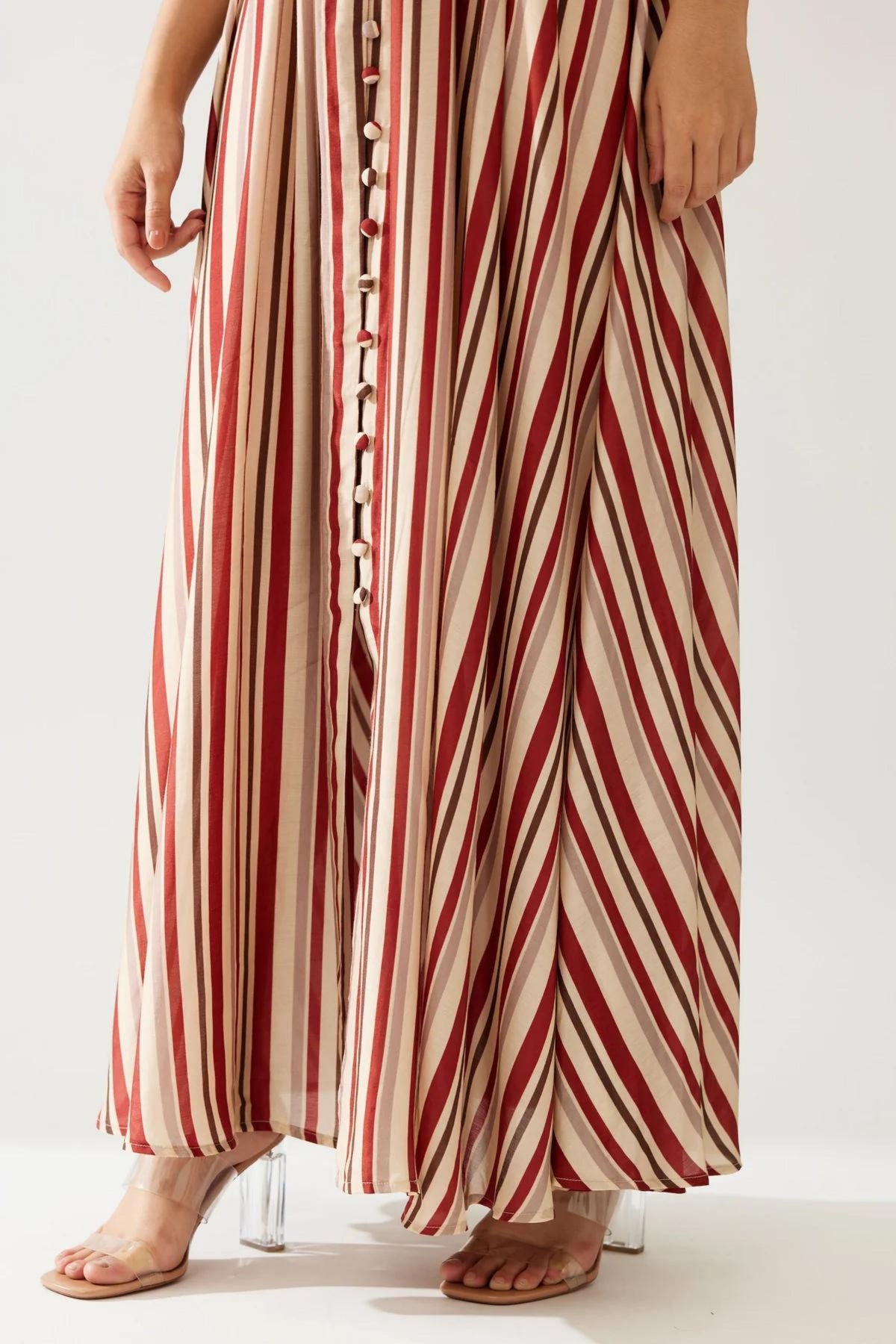 Red And Cream Stripe Dress