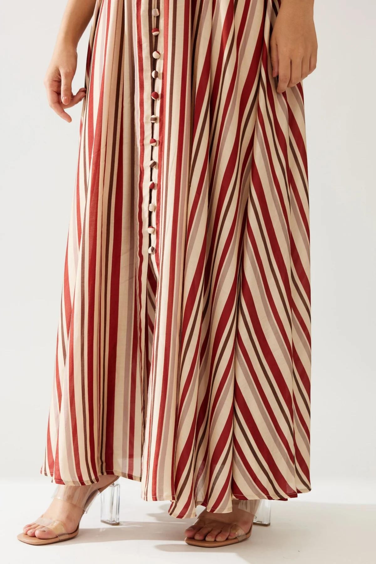 Red And Cream Stripe Dress