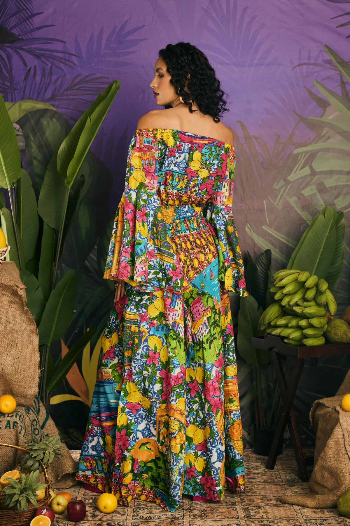 Multicolor Tie-Up Neck Dress
