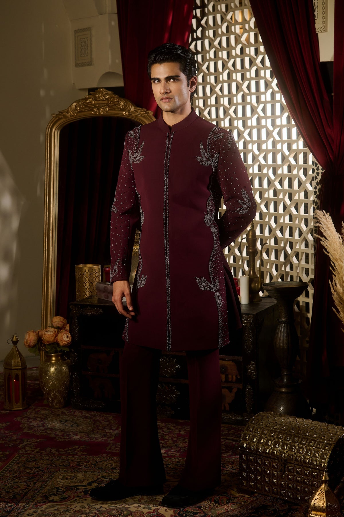 Maroon Sherwani Set