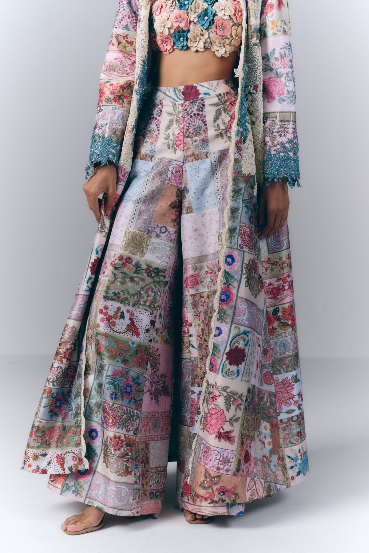 Patchwork Embellished Jacket  Set