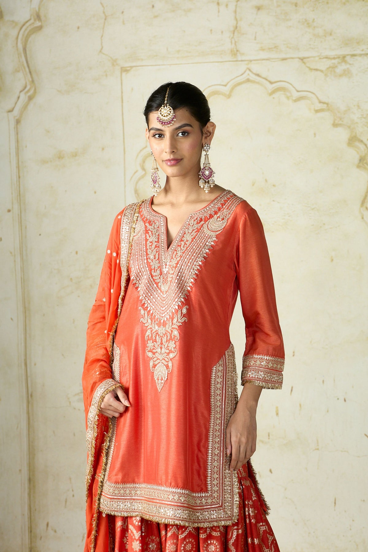 Orange Ameena Sharara Set