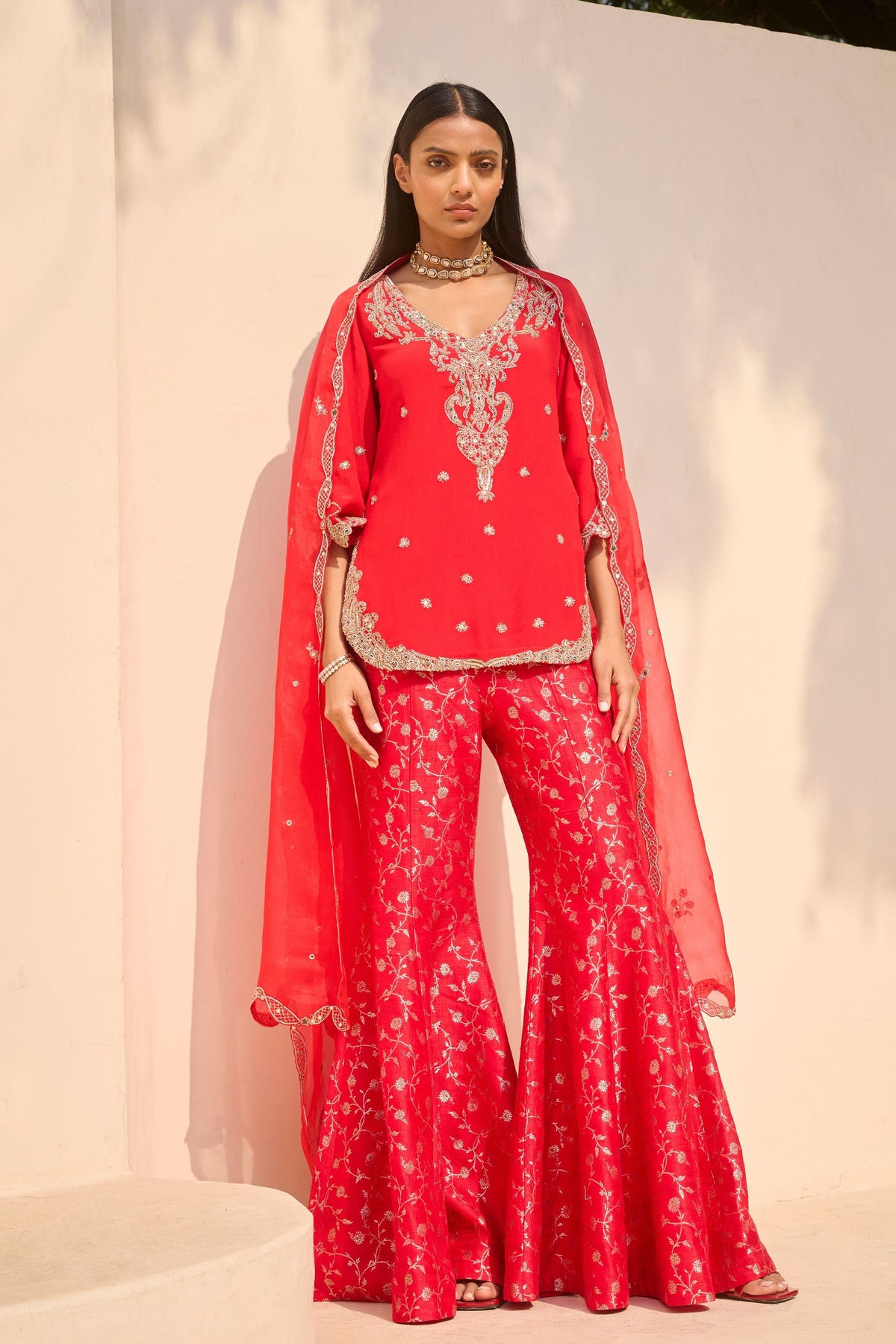 Ruvina Red Sharara Set