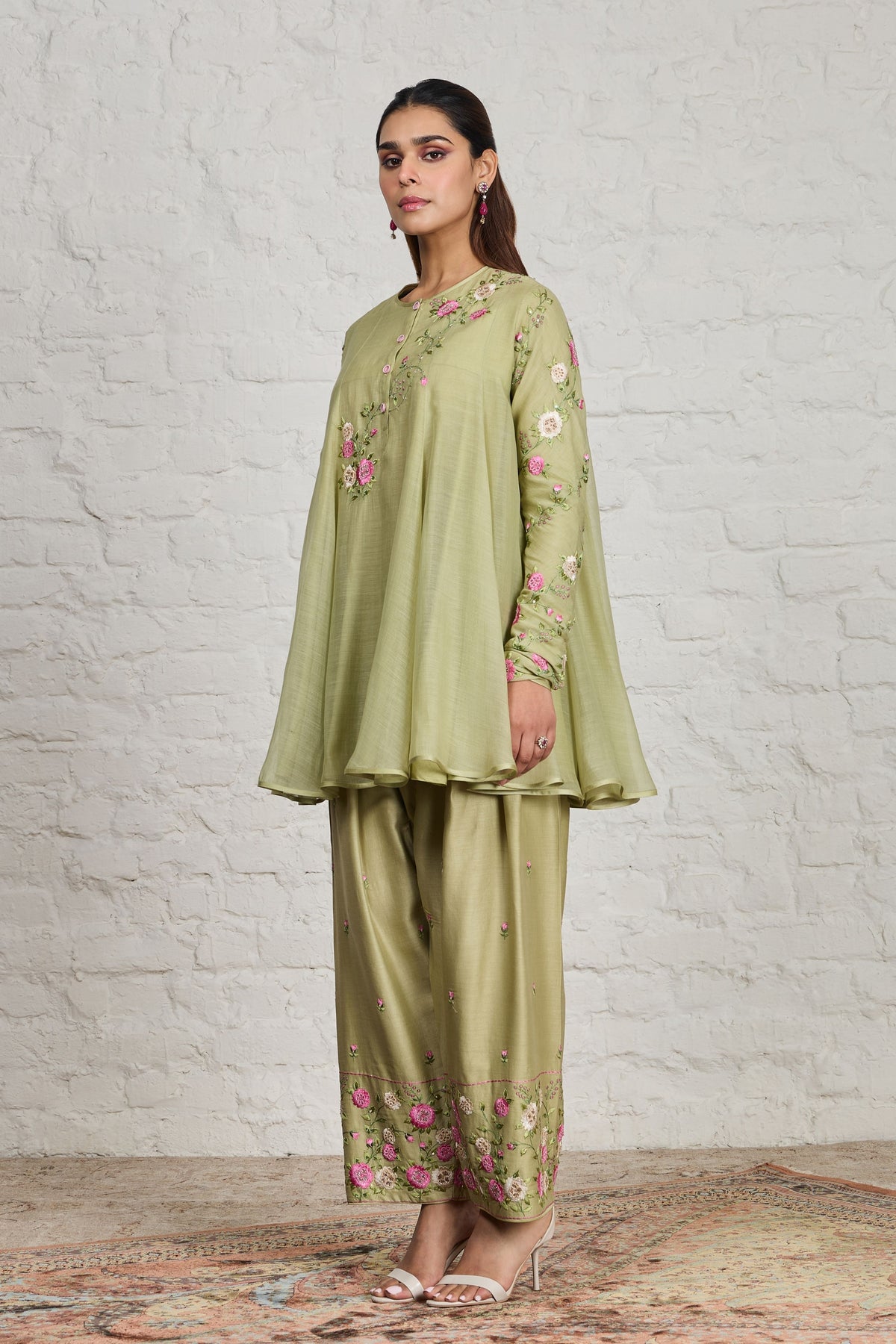 Faye Green Short Kurta Set