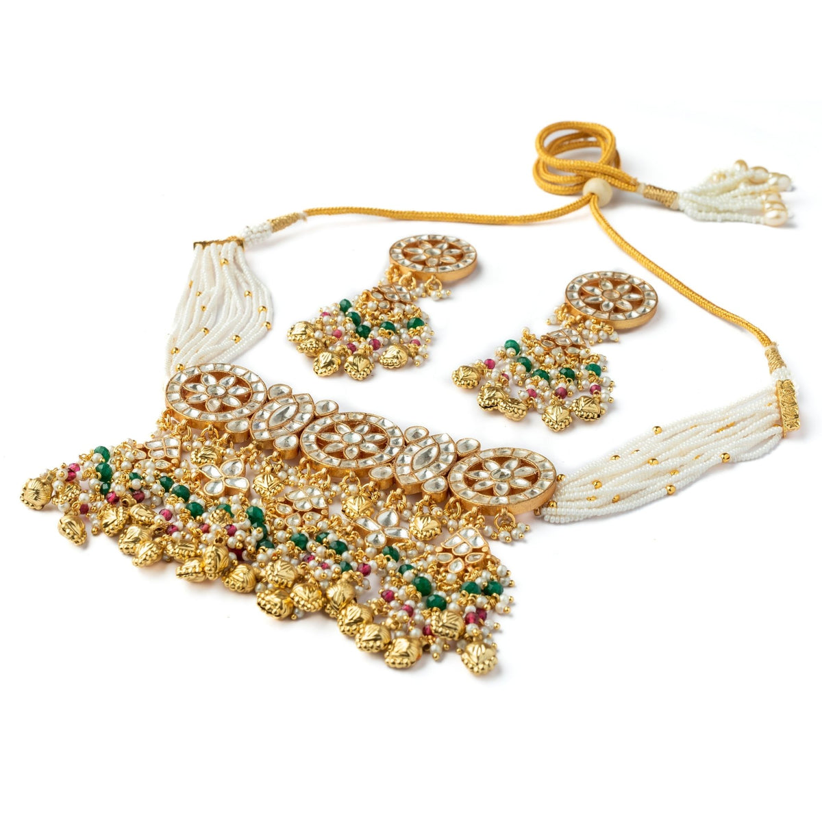 Polki Necklace Set With Earrings