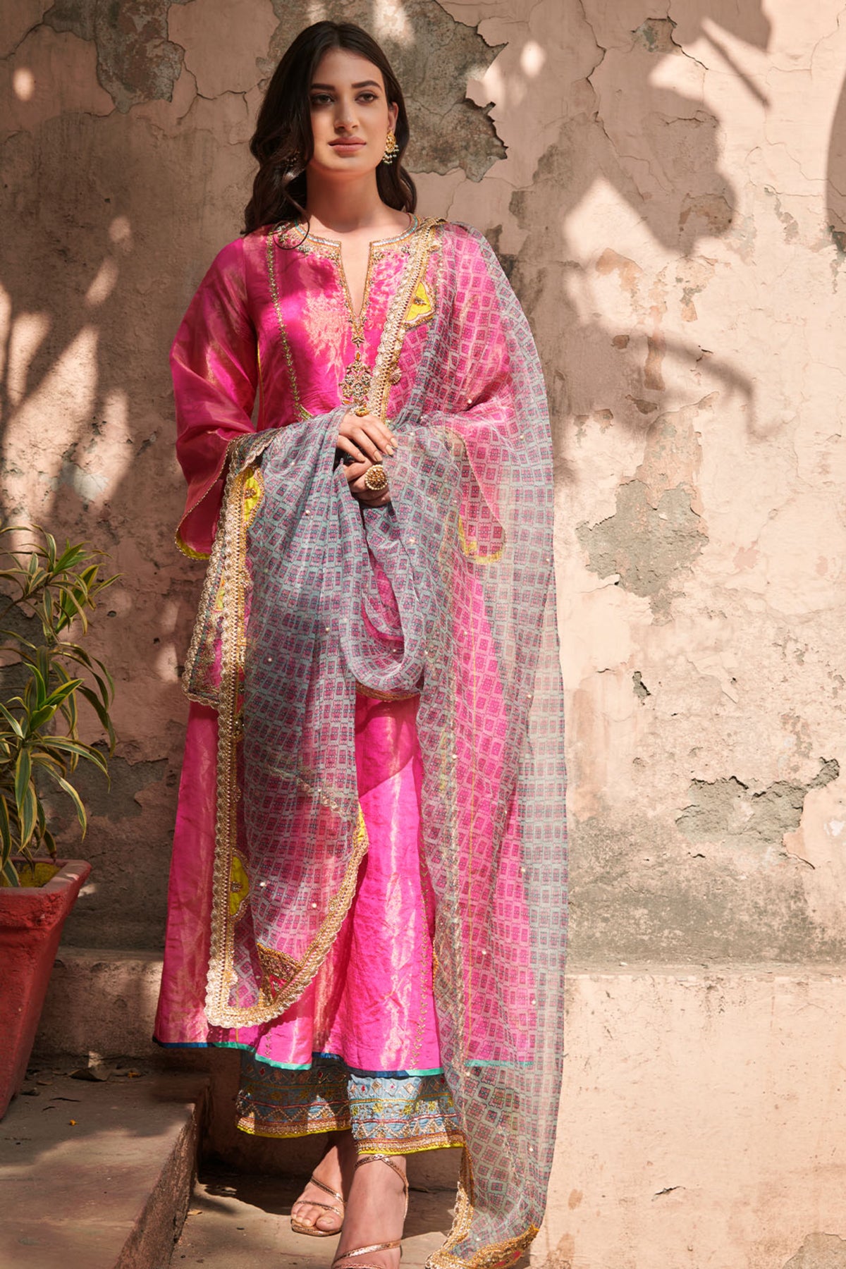 Zahra Hot Pink A- Line Kurta Set