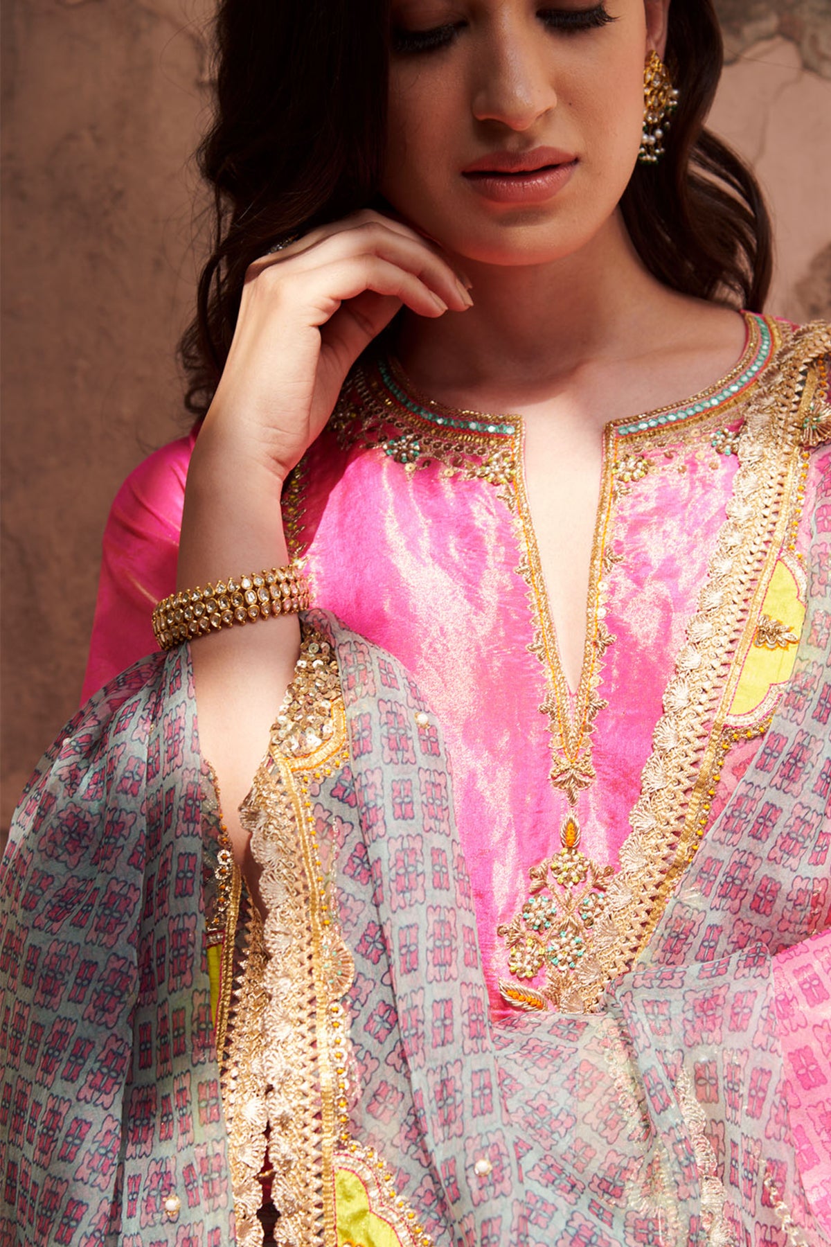Zahra Hot Pink A- Line Kurta Set