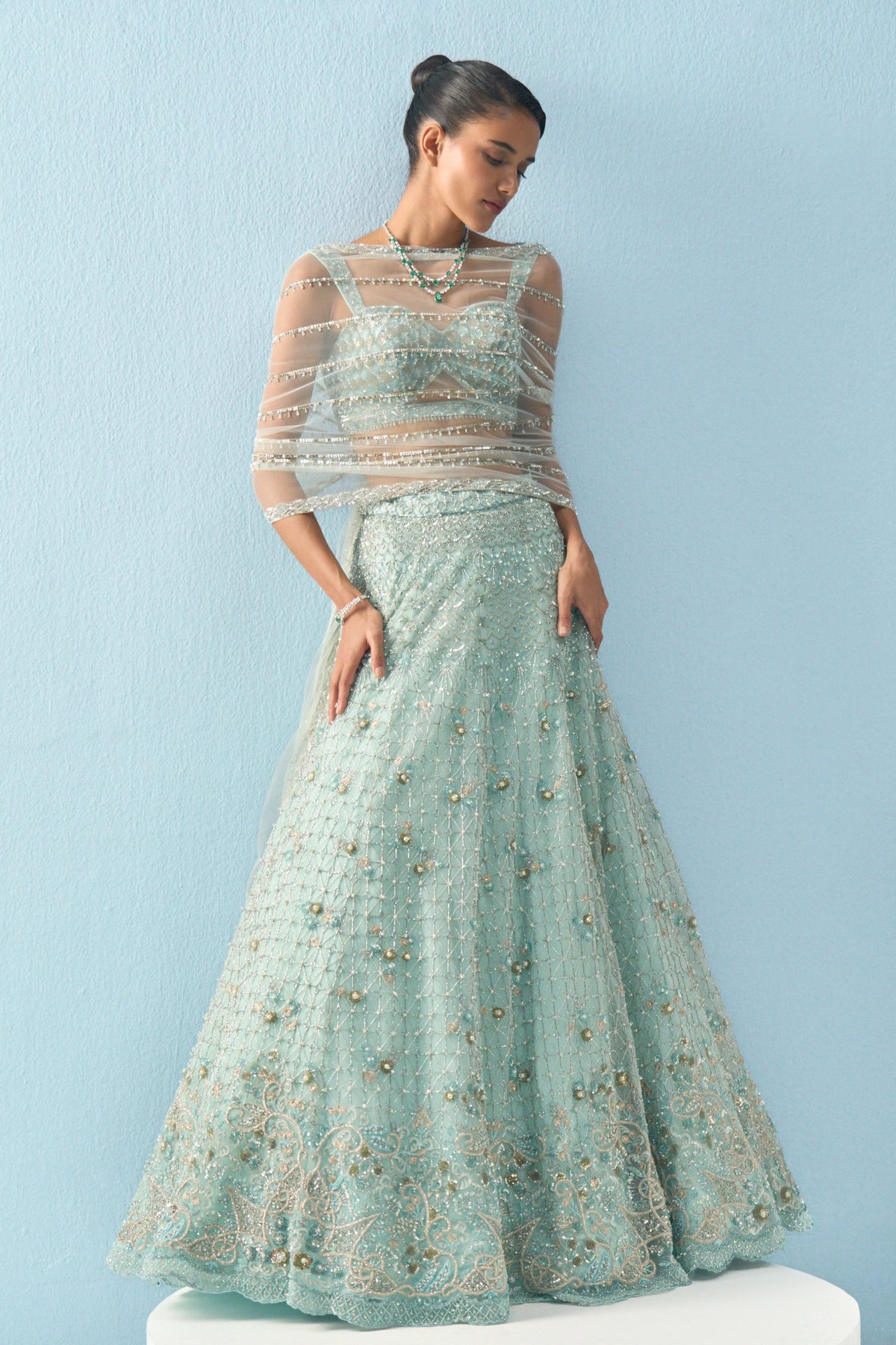 Aqua Lehenga Set