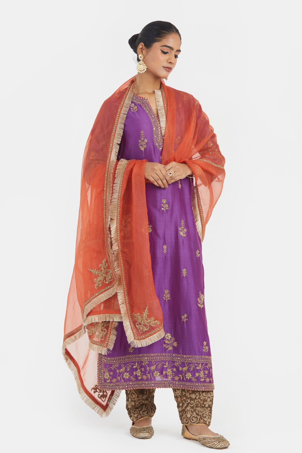 Purple Chanderi Kurta Set