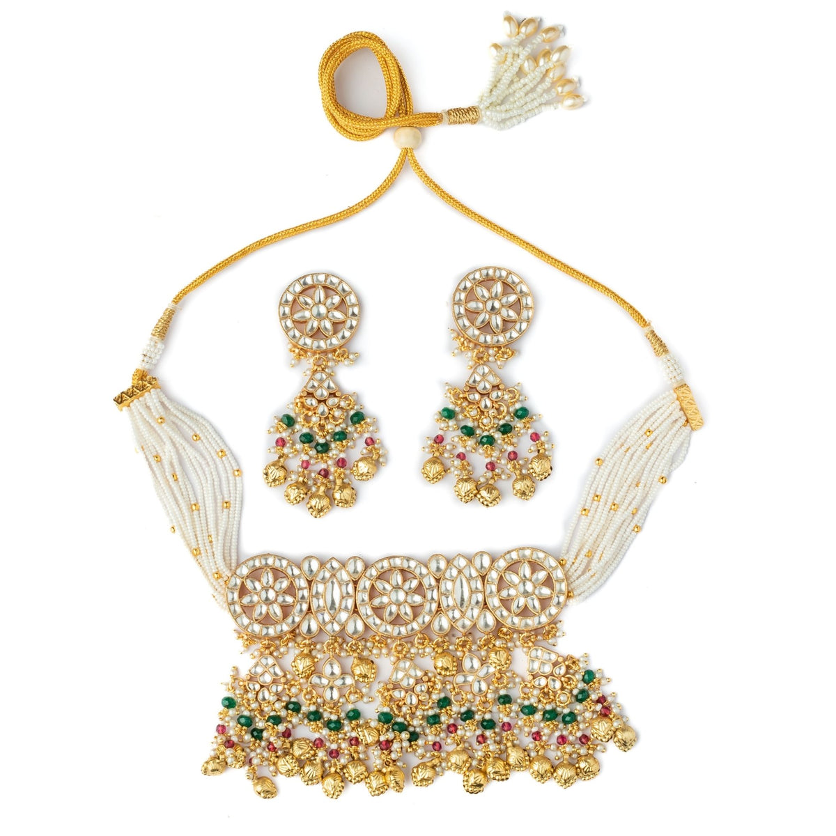 Polki Necklace Set With Earrings