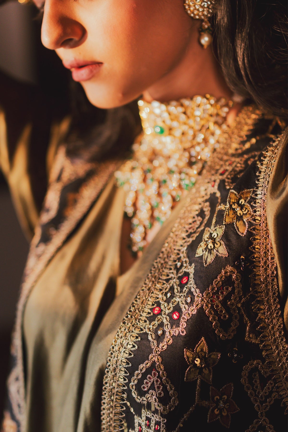 Akansha Black-olive Skirt Set