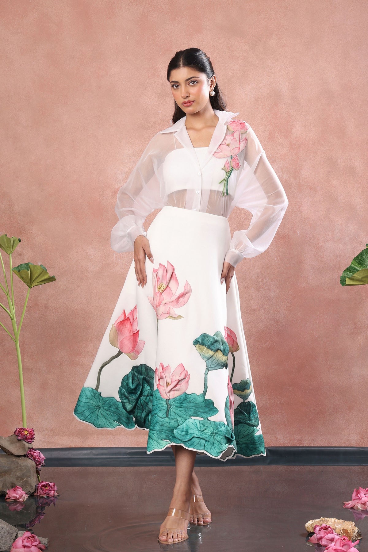 Printed Skirt Tube Top Flower Set