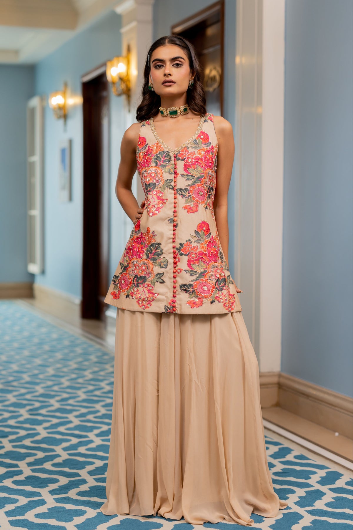 Yanika Old Rose Sharara Set