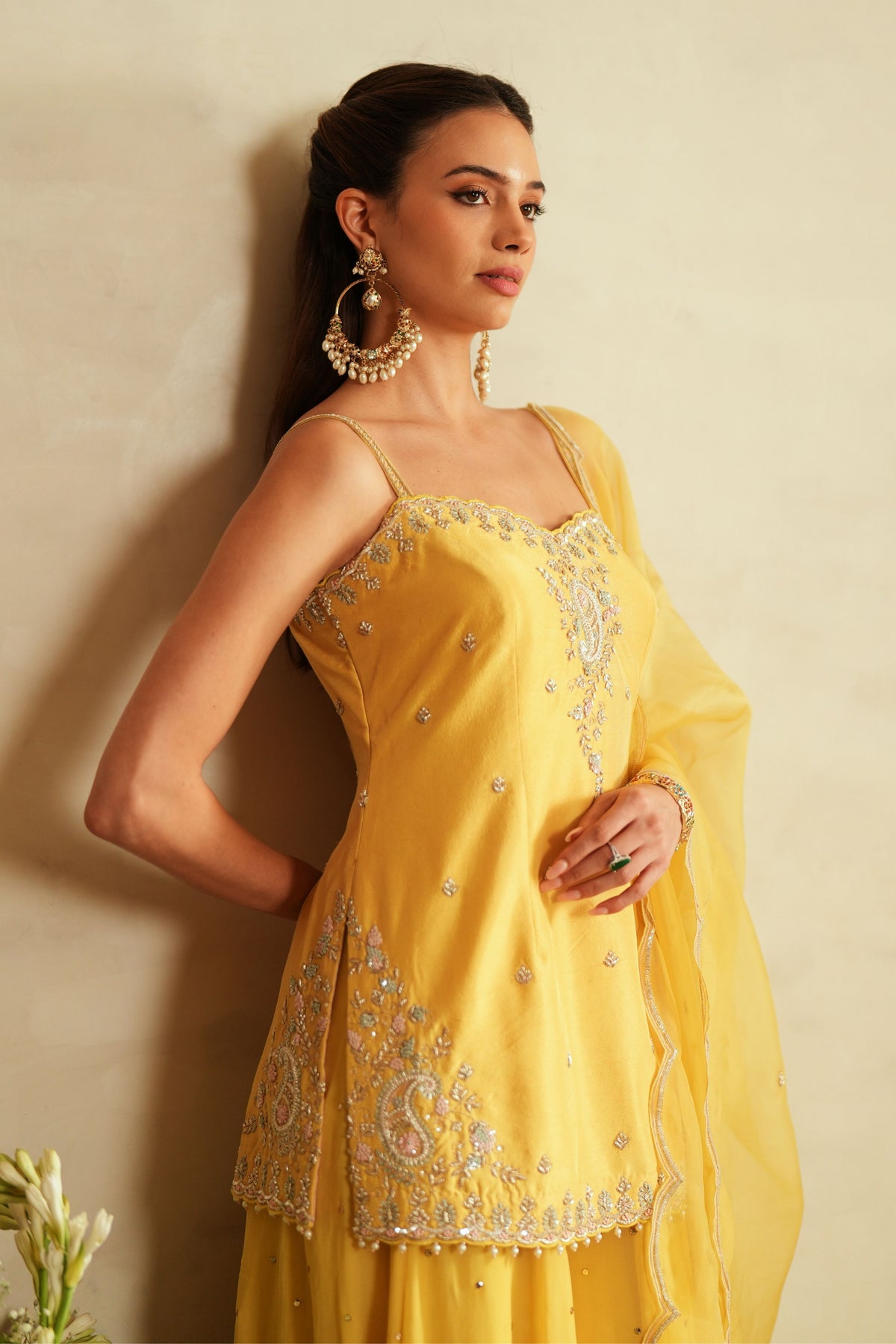 Princess Cut Yellow Sharara Set