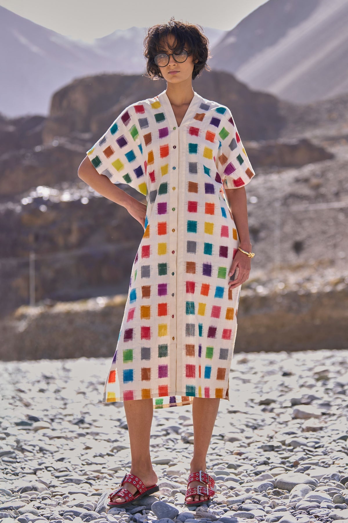 Multicolour Ikat Shirt Dress