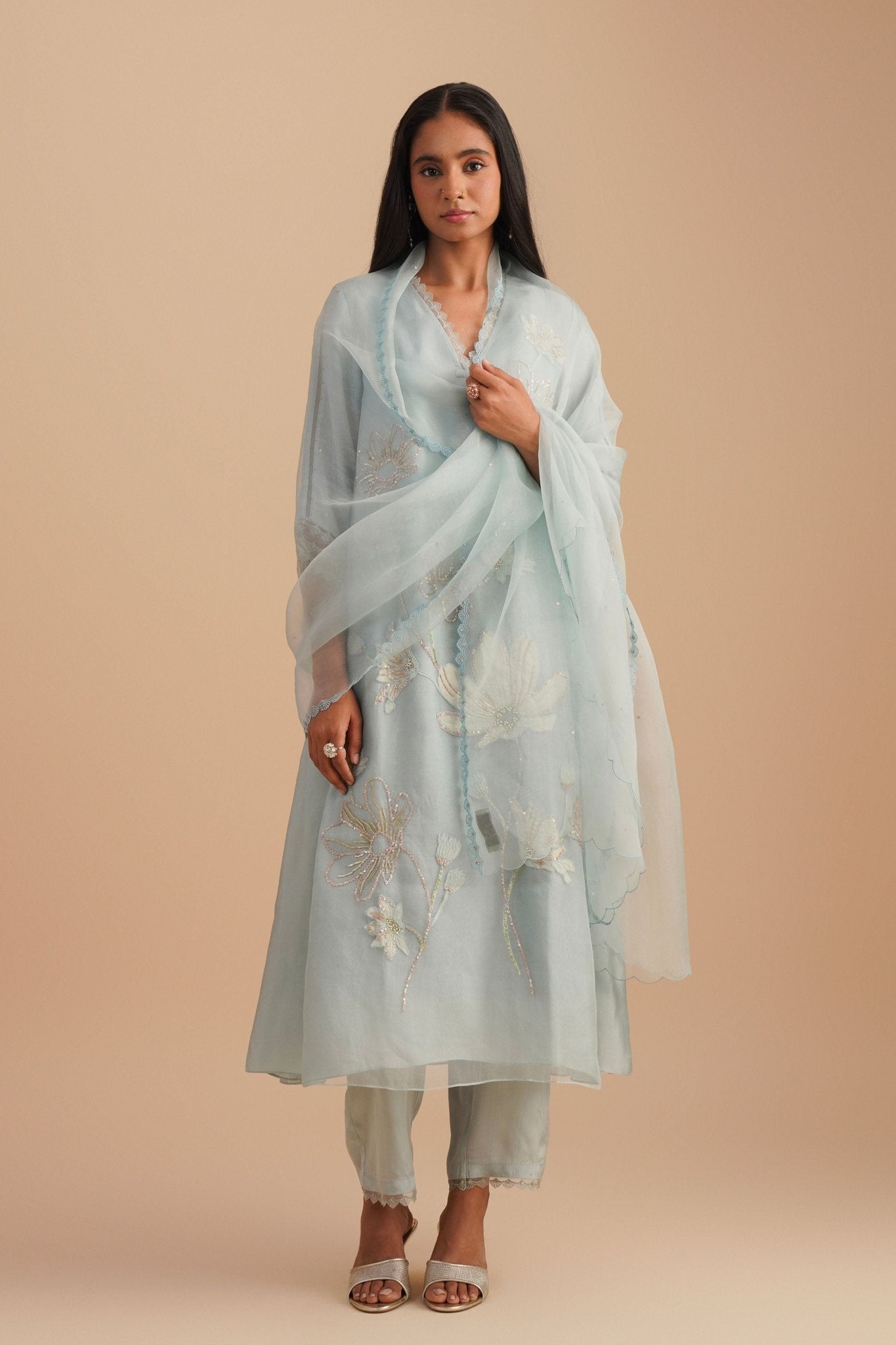 Powder Blue Kurta Set - One Not Two - Elahe
