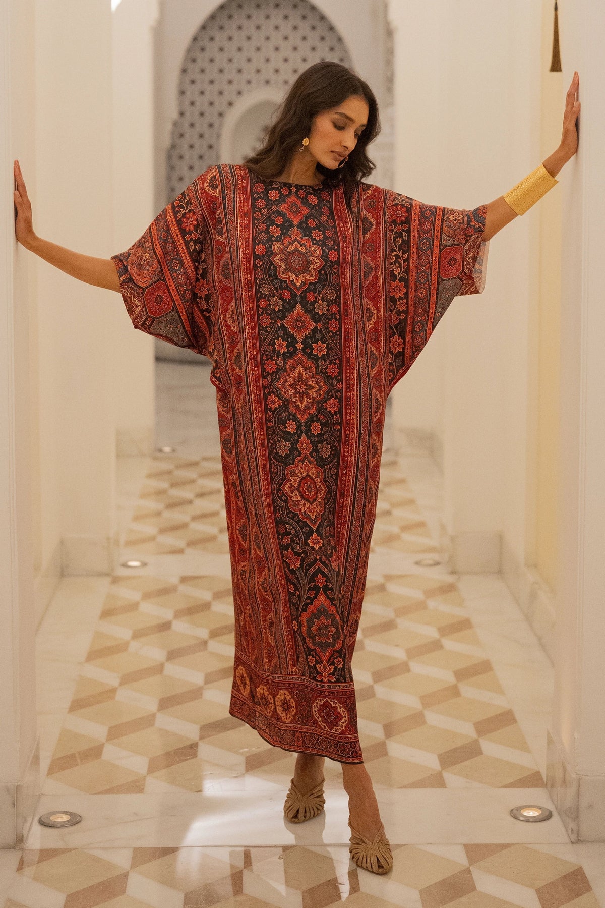 Tapestry Print Kaftan Dress