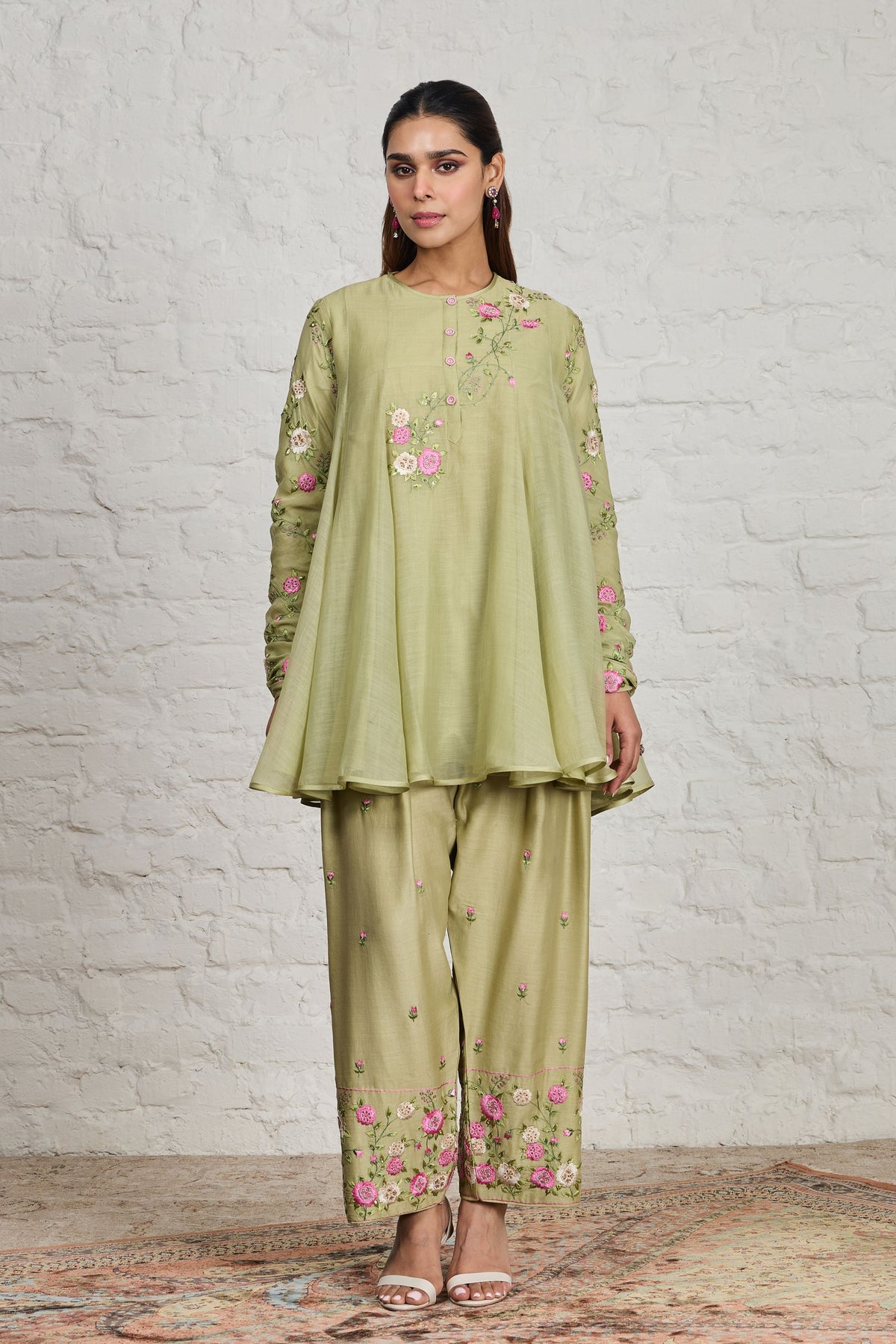 Faye Green Short Kurta Set