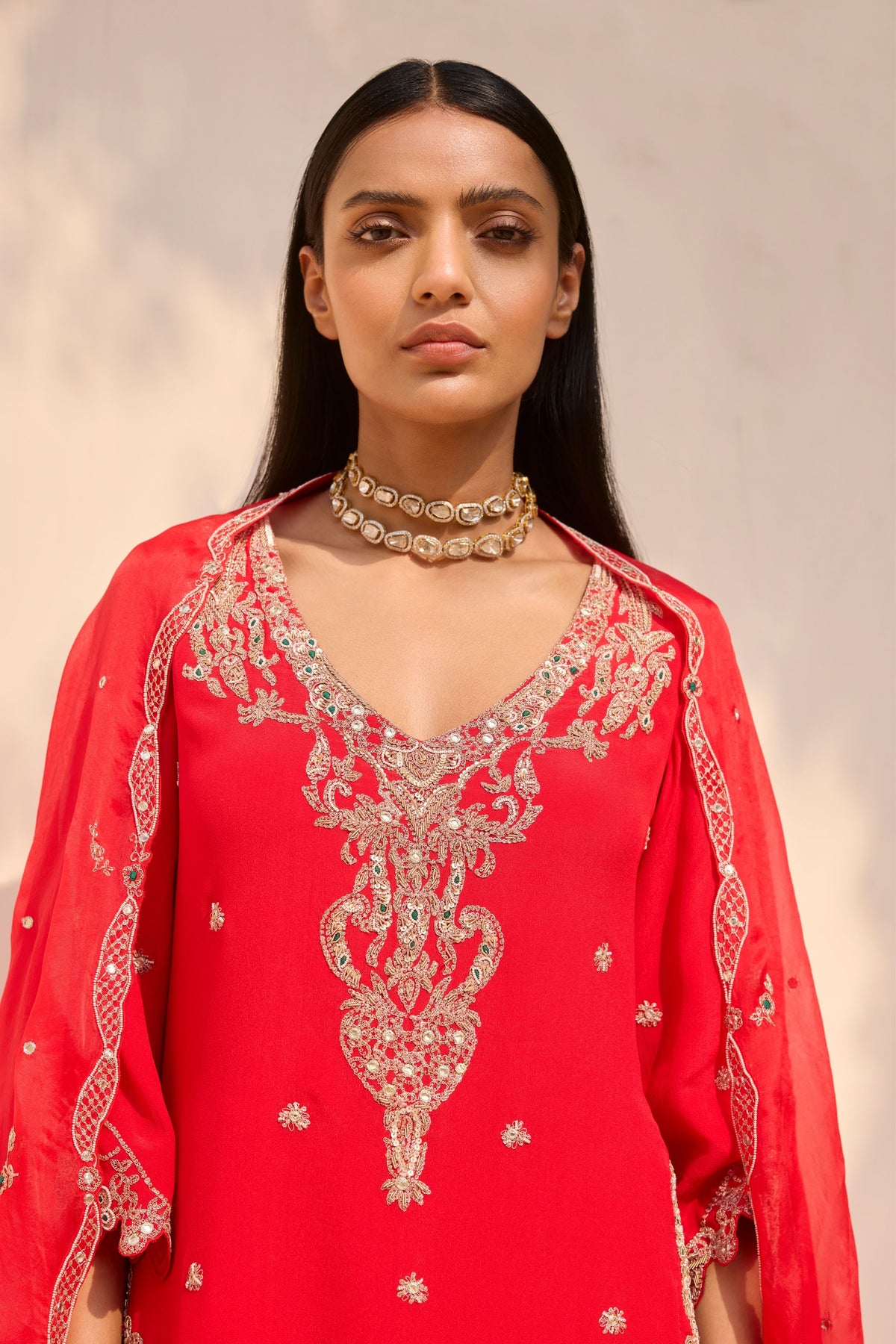 Ruvina Red Sharara Set