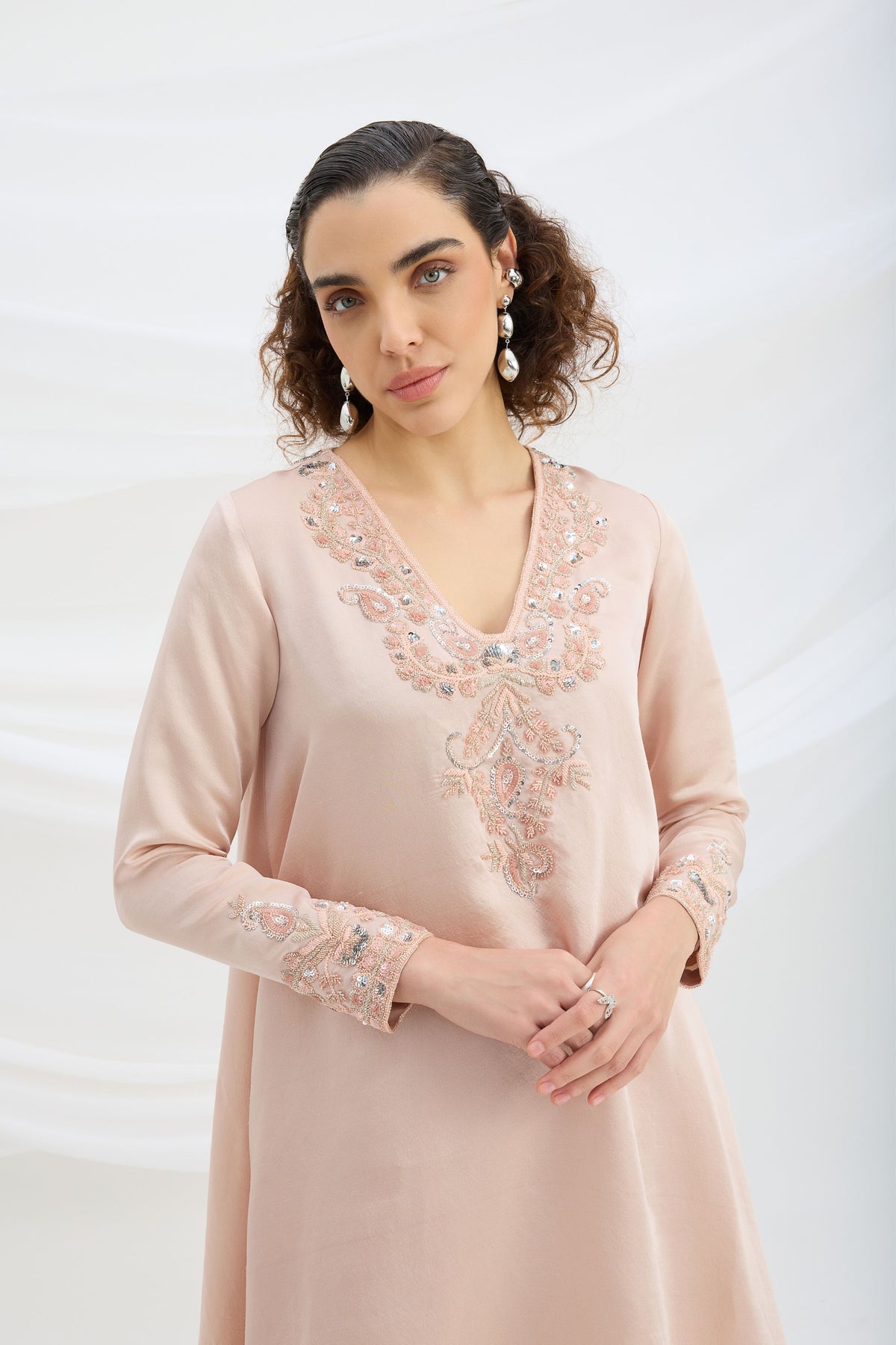 Light Pink Embroidered Kurta Set