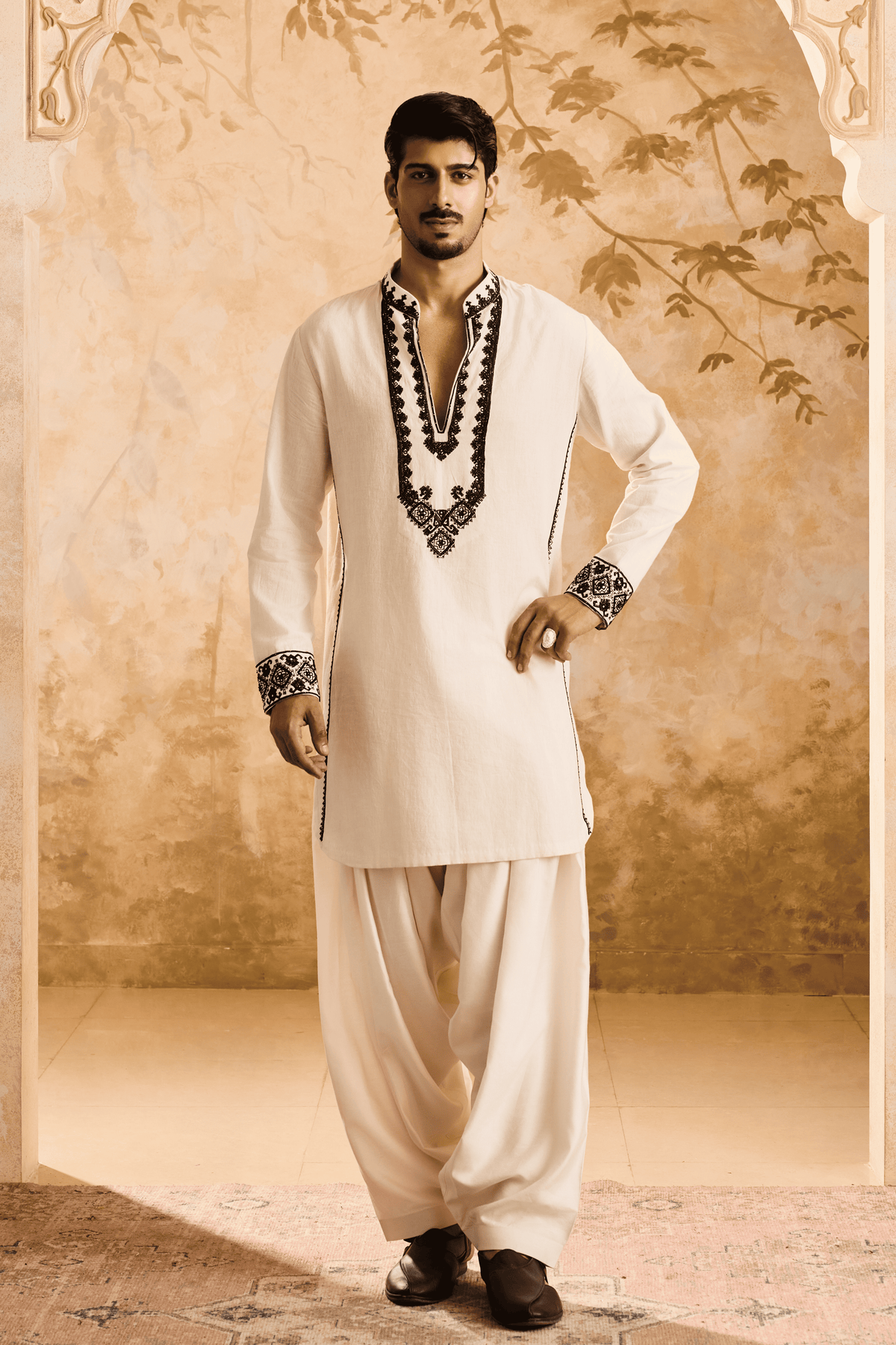 Embroidered White Kurta Patiala Set