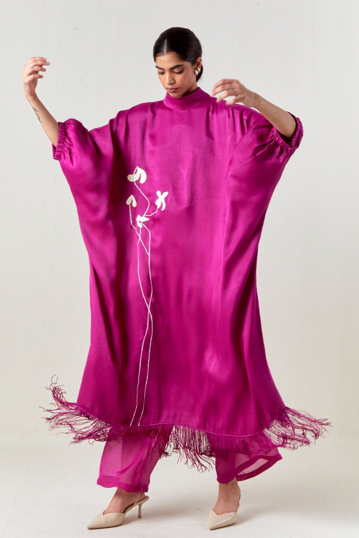 Floral Fringe Kaftan Set