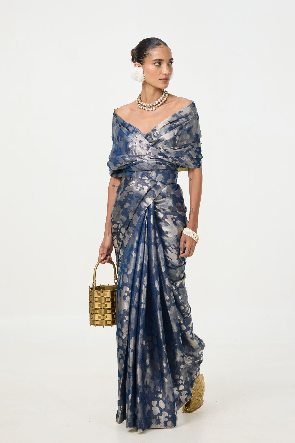 Navy Blue Tissue Saree