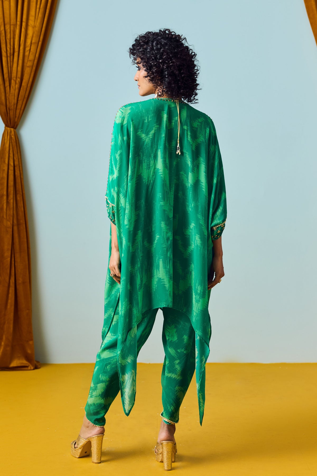 Raso Coral Green Tunic Set