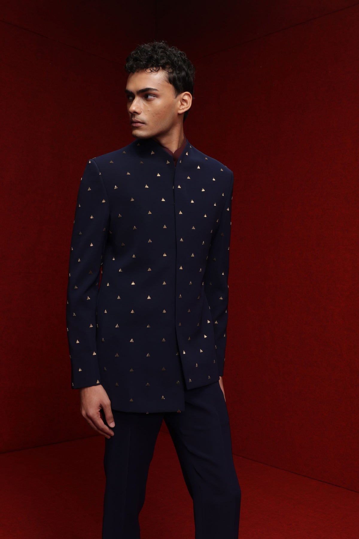 Navy Blue Bandhgala Kurta Set