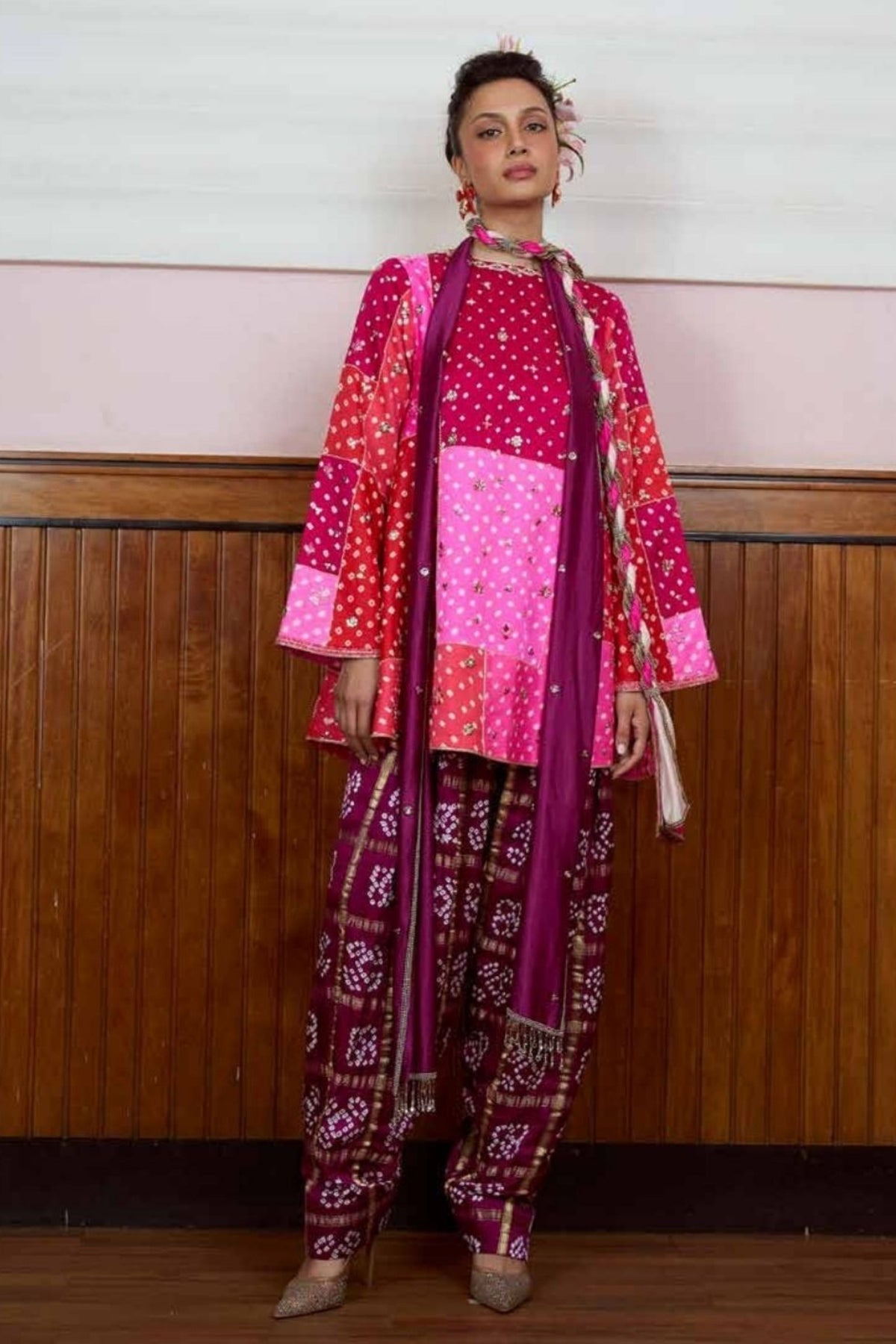Rabia Pink Patchwork Kurta Set